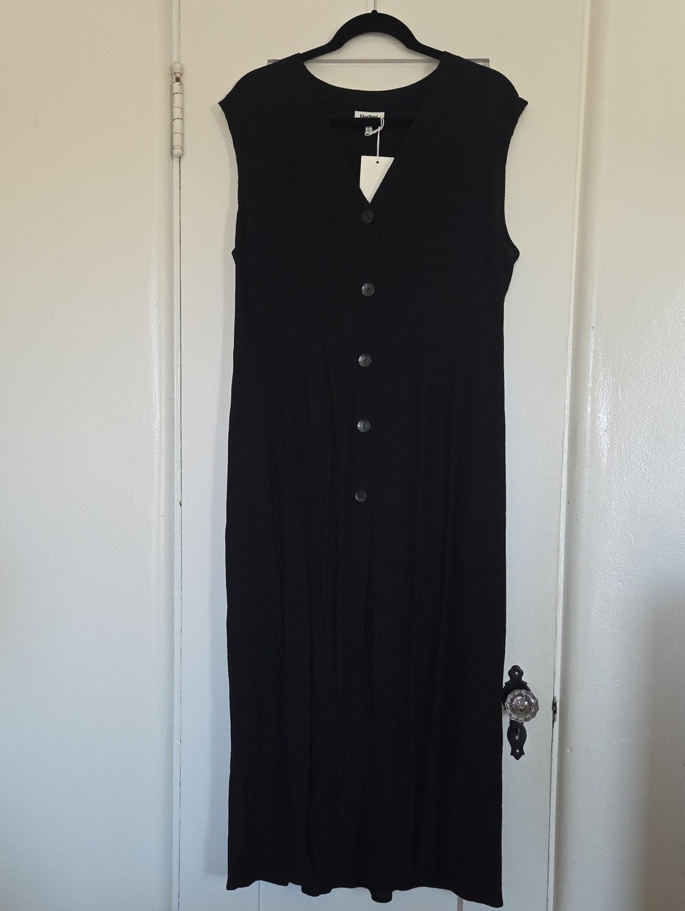 DARLING NWT Minimal Black Button Front Sleeveless Maxi Dress Size Large